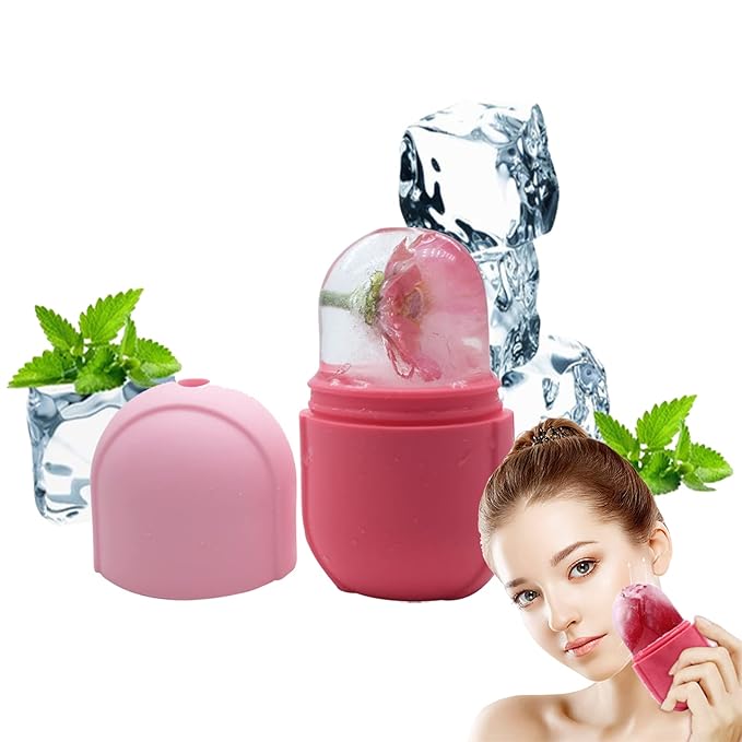 Ice Roller for Face and Eye, Ice face roller,Gua Sha Facial Tools, Facial ice roller, Skin Care Tools,Ice mold for face…(Pink-face)-GlimoraGlow