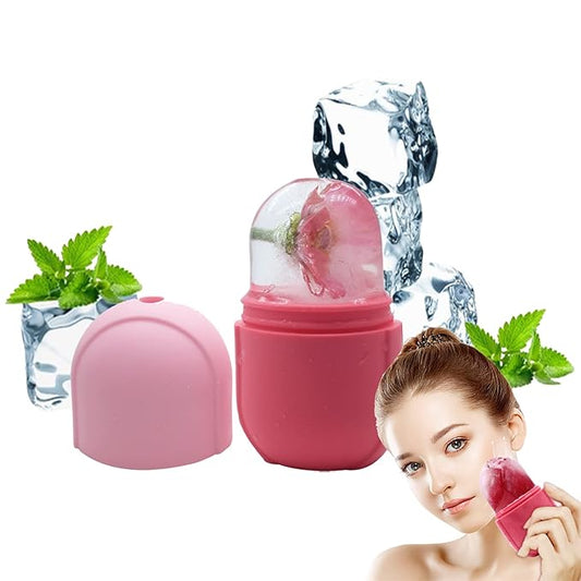 Ice Roller for Face and Eye, Ice face roller,Gua Sha Facial Tools, Facial ice roller, Skin Care Tools,Ice mold for face…(Pink-face)-GlimoraGlow