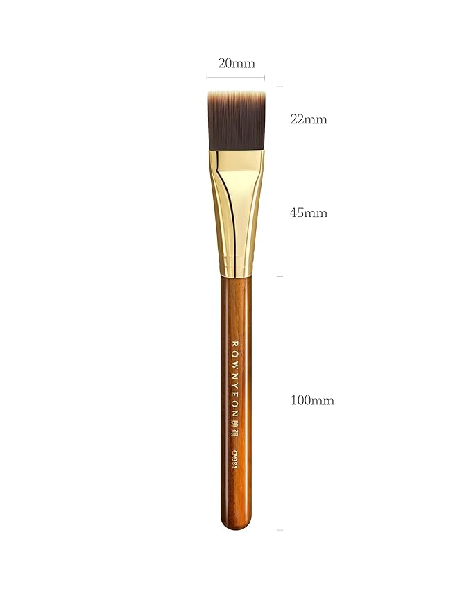 Desert Oak Series Flat Top Foundation Brush - 20mm Ultra-Thin Nylon Bristles for Streak-Free Liquid Foundation, Smooth Buffing & Full Coverage, Bubinga Handle & Brass Ferrule (CM 184)-GlimoraGlow