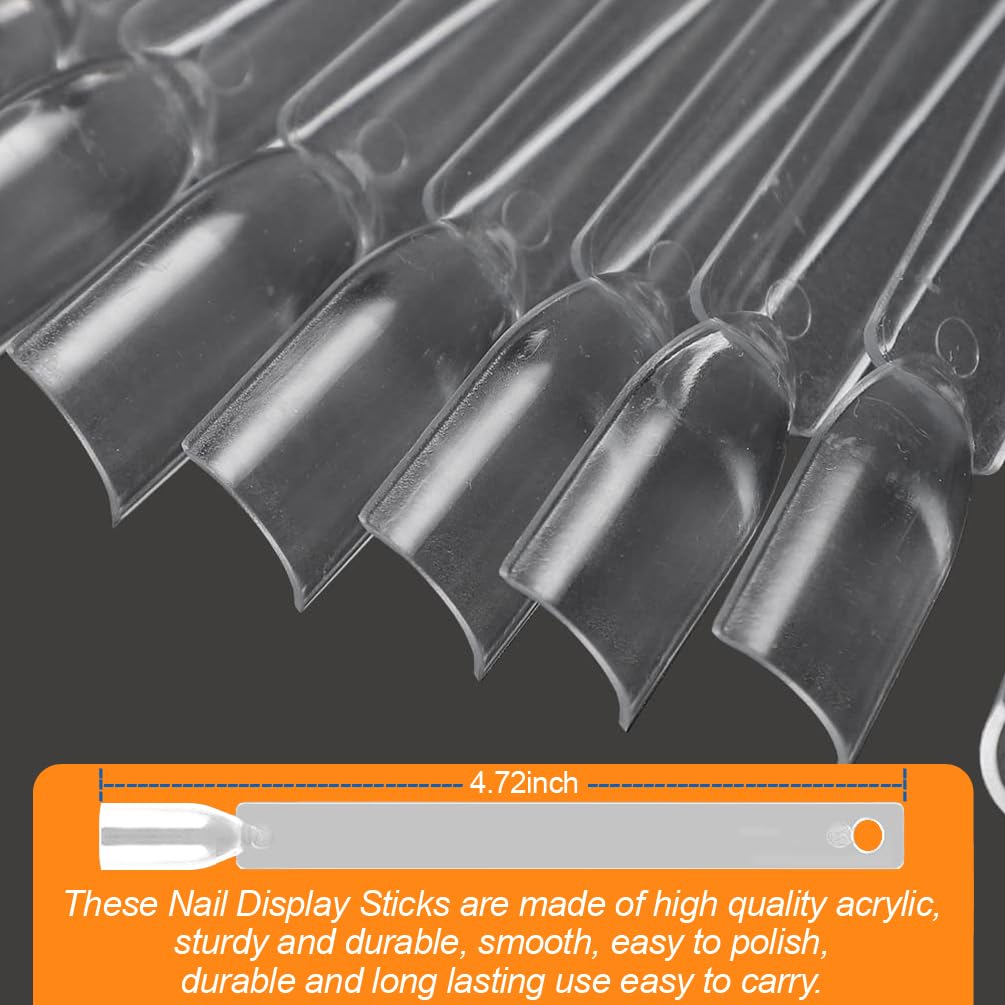 JASSINS 50 Pcs Nail Swatch Sticks with Ring and Numbered Tips - Clear Fan-shaped Display for Nail Art Polish Practice-GlimoraGlow