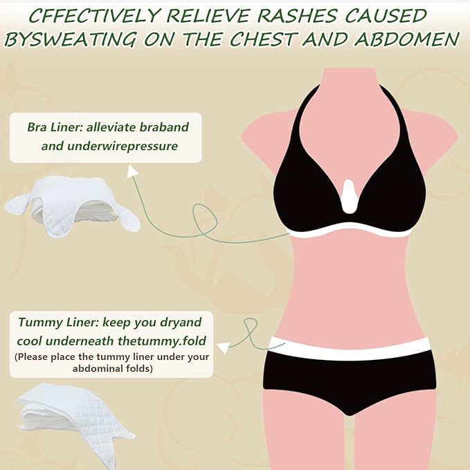 16 Pack Cotton Tummy Liners and Bra Liners Set for Sweat Rash Skin Folds Plus Size Women Sweating Supplies-GlimoraGlow