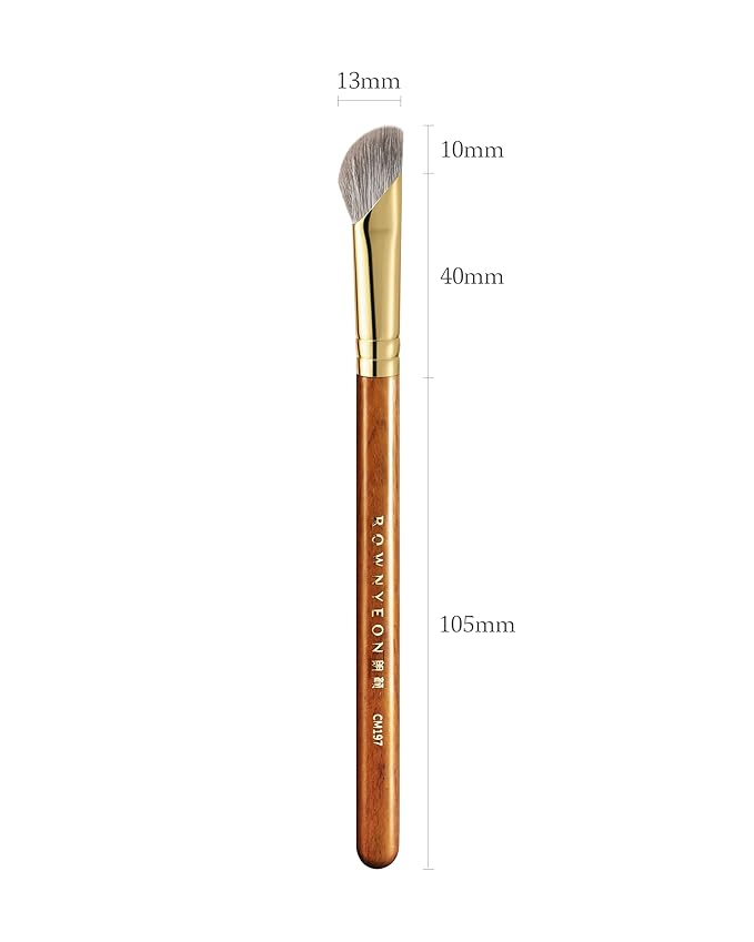 Desert Oak Series Pro Nose Sculptor - Arctic Fluff Hybrid Bristles for Nasal Contouring, Wide Angled Nose Brush, Bubinga Handle (CM 197)-GlimoraGlow
