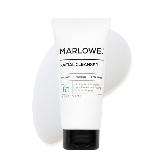MARLOWE. No. 121 Facial Cleanser 6 oz, Daily Mens Face Wash with Natural Extracts & Antioxidants, Soothes, Purifies, Refreshes, Thick Lather, Fresh Woodsy Scent-GlimoraGlow