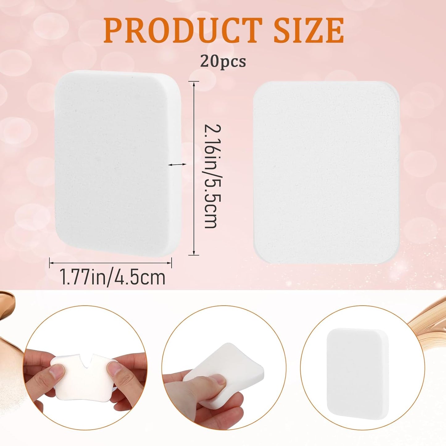 20Pcs White Makeup Cosmetic Sponge Square Make Up Facial Face Soft Sponge Cosmetic Puff Women Lady Beauty Makeup Foundation Powder Puff for All Skin Types Wet and Dry Dual Use-GlimoraGlow