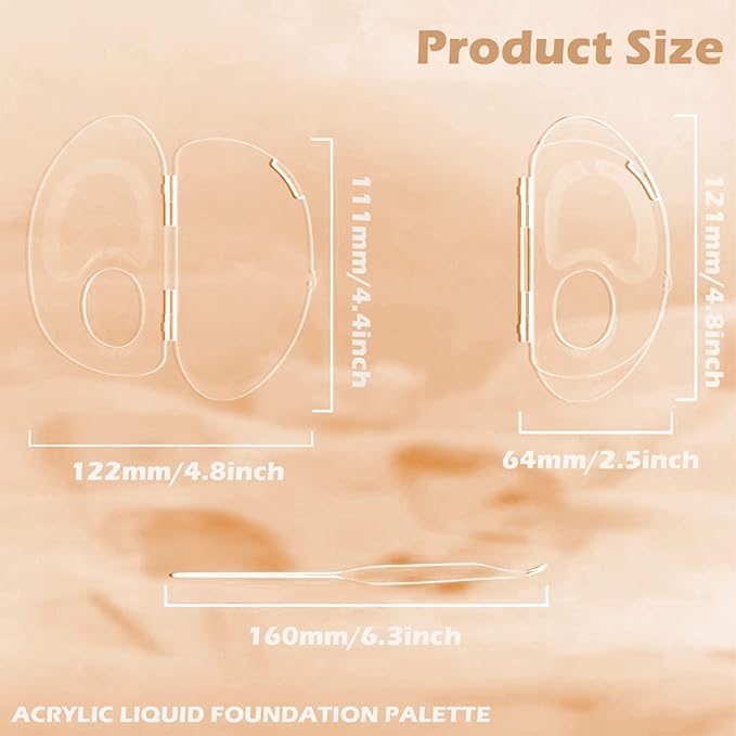 180 Degree Folding Acrylic Makeup Mixing Palette, Plastic Foundation Makeup Facial Palette with Felt Bag, Transparent Spatula Tool for Eyeshadow Liquid Foundation Cosmetic Pigment Mixing-GlimoraGlow