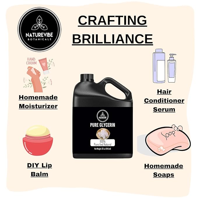 Naturevibe Botanicals Glycerine Liquid Oil 32 Ounces | 100% Pure and Natural | Great for Skin Care and Hair Care-GlimoraGlow