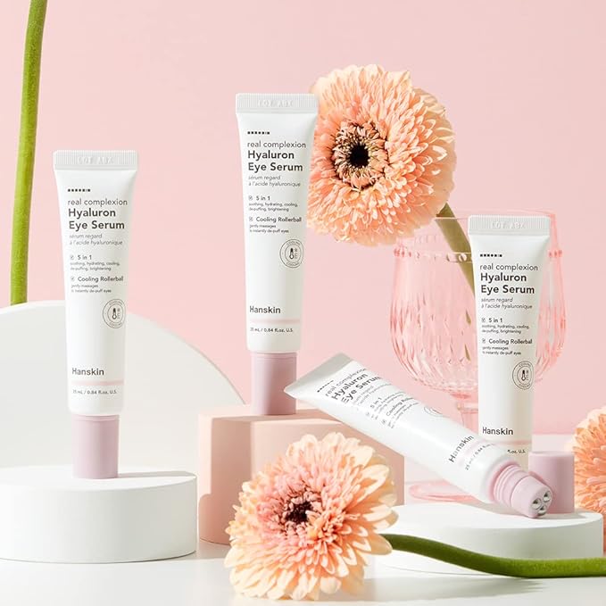 Hanskin Real Complexion Hyaluron Eye Serum, 360° Eye Massage Applicator, De-Puff Moisturize Hydrate [25ml]-GlimoraGlow
