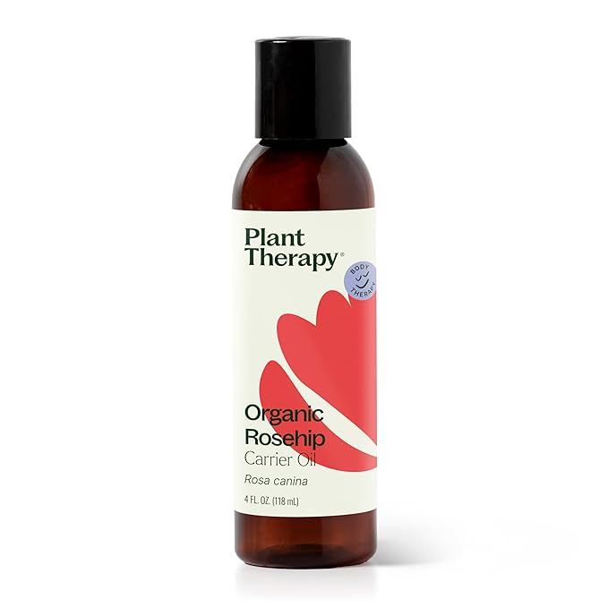Plant Therapy Organic Rosehip Carrier Oil 4 oz For Skin and Hair Cold Pressed Supports Skin Hydration Fine Lines & Wrinkles Extra Virgin, Vitamins A and E & Essential Fatty Acids-GlimoraGlow