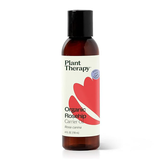 Plant Therapy Organic Rosehip Carrier Oil 4 oz For Skin and Hair Cold Pressed Supports Skin Hydration Fine Lines & Wrinkles Extra Virgin, Vitamins A and E & Essential Fatty Acids-GlimoraGlow