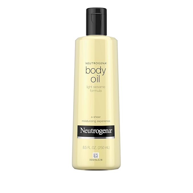 Neutrogena Body Oil Light Sesame Formula, 8.5 fl oz, Radiant Glow Moisturizer for Dry Skin, Bath & Shower Oil For Smooth and Hydrated Skin-GlimoraGlow