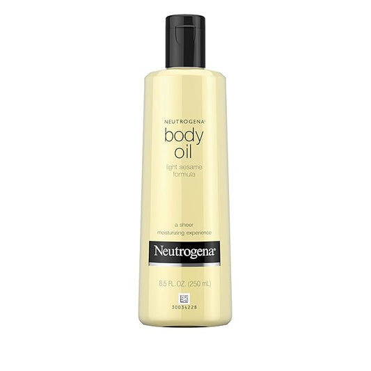 Neutrogena Body Oil Light Sesame Formula, 8.5 fl oz, Radiant Glow Moisturizer for Dry Skin, Bath & Shower Oil For Smooth and Hydrated Skin-GlimoraGlow