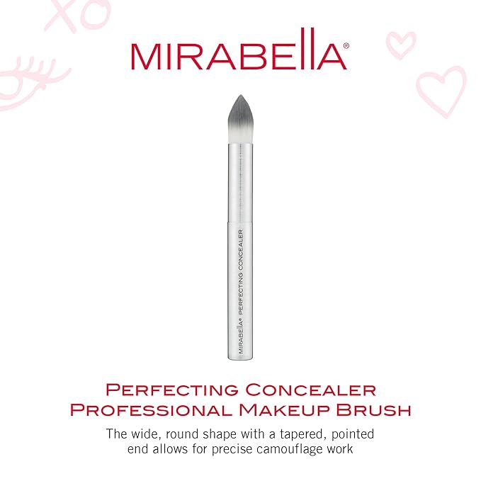 Mirabella Perfecting Concealer Brush, Premium Professional Makeup Brush Collection, Cruelty-Free Synthetic Bristle Brush, Hand-Sculpted Brushed Aluminum Handle, Luxury Blending Brush for Makeup-GlimoraGlow