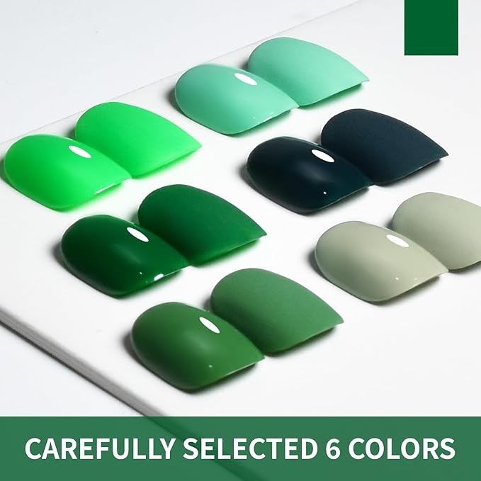 JODSONE 10ml Green Gel Nail Polish 6Pcs Gel Nail Polish Set All Seasons Neutral Soak off U V Lamp Manicure Set for Nail Art Collection St. Patrick's Day Gift for Her-GlimoraGlow