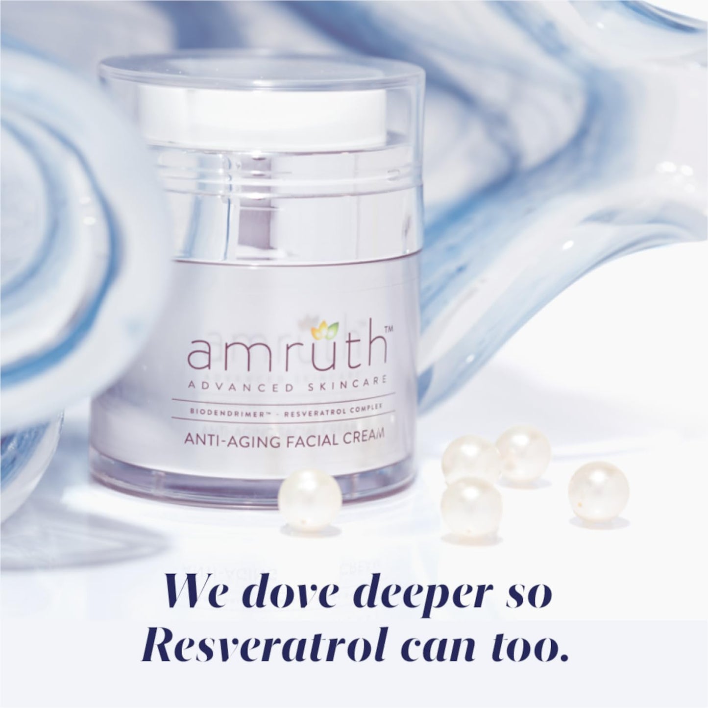 Amruth Resveratrol Daily Anti-Aging Facial Cream, 1oz Jar with Pump, Lightweight, Firms and Nourishes Skin, Smooths Appearance of Fine Lines and Wrinkles-GlimoraGlow