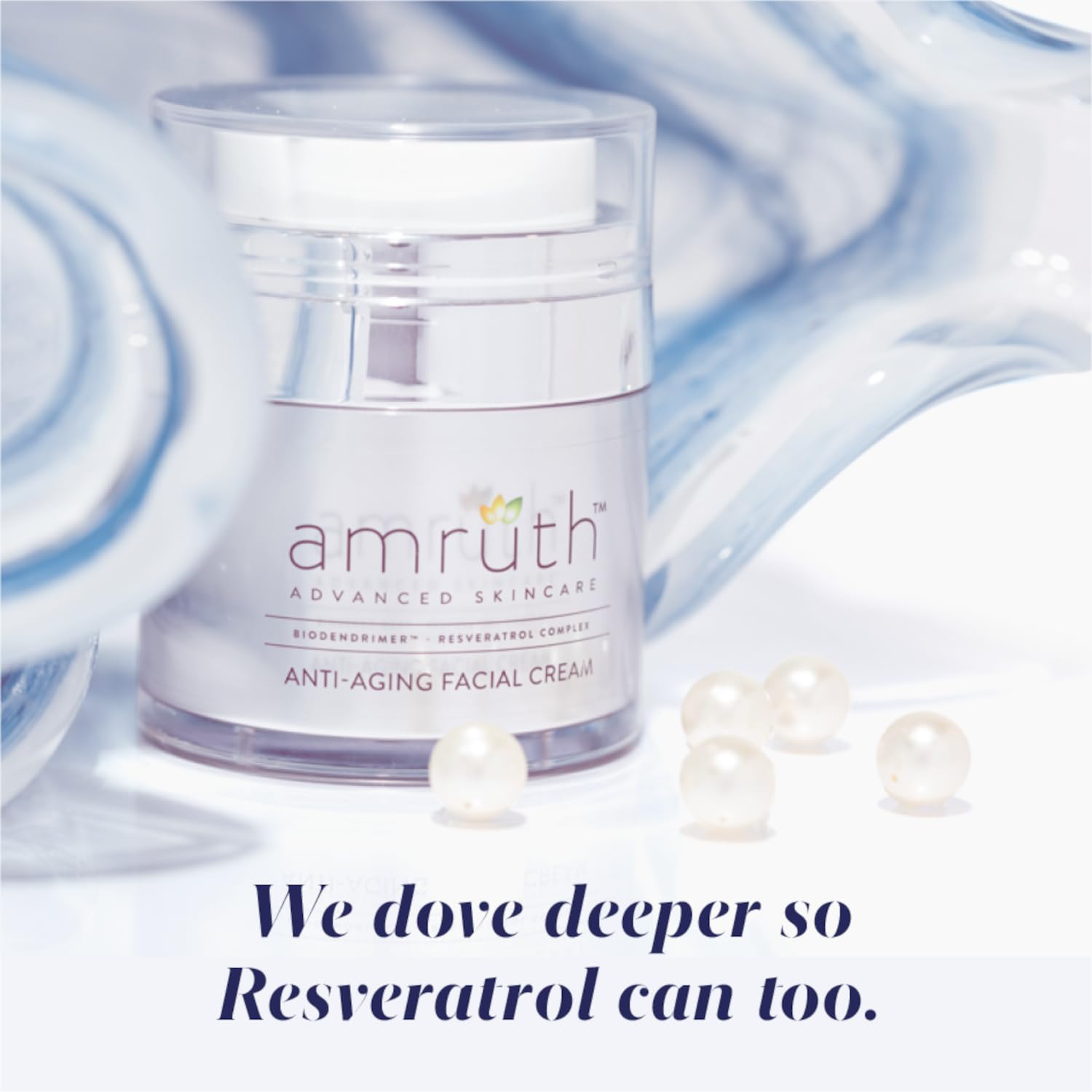 Amruth Resveratrol Daily Anti-Aging Facial Cream, 1oz Jar with Pump, Lightweight, Firms and Nourishes Skin, Smooths Appearance of Fine Lines and Wrinkles-GlimoraGlow