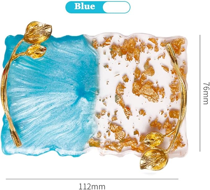 2023 Retro Nail Art Palette, Nail Painting Mixed Color Palette with Leaves Handle, Nail Holder Gel Color Makeup Display Board Pallet (Blue)-GlimoraGlow