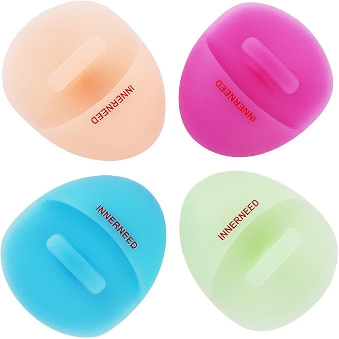 INNERNEED Super Soft Silicone Face Cleanser and Massager Brush Manual Facial Cleansing Scrubber Handheld Wash Pad for Sensitive, Delicate, Dry Skin (Pack of 4)-GlimoraGlow