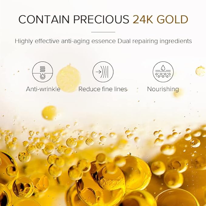AKARY 24K Gold Eye Serum, Under-eye Firming Serum for Reduces Puffy Eyes, Dark Circles, Fine Lines, Under Eye Bags, Tightening, Hydrating Face Serum, Treatment for Skin Care with Nicotinamide and Vitamin E-GlimoraGlow