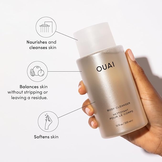 OUAI Body Cleanser, Dean Street - Foaming Body Wash with Jojoba Oil and Rosehip Oil to Hydrate, Nurture, Balance and Soften Skin - Paraben, Phthalate and Sulfate Free Skin Care Products - 10 Oz-GlimoraGlow