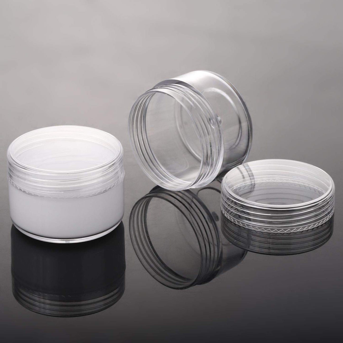 100 Count Refillable Sample Containers with Lids Cosmetic Jars 15 Gram Empty Cream Jars Leak Proof Makeup Containers for Traveling - Clear-GlimoraGlow