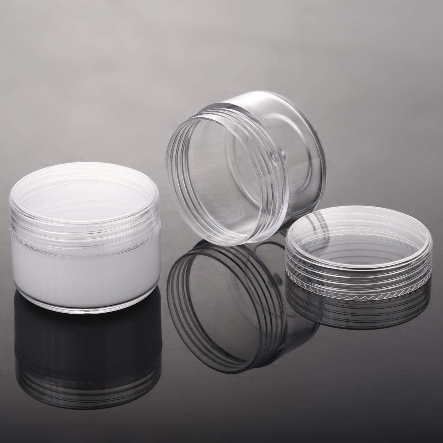 100 Count Refillable Sample Containers with Lids Cosmetic Jars 15 Gram Empty Cream Jars Leak Proof Makeup Containers for Traveling - Clear-GlimoraGlow