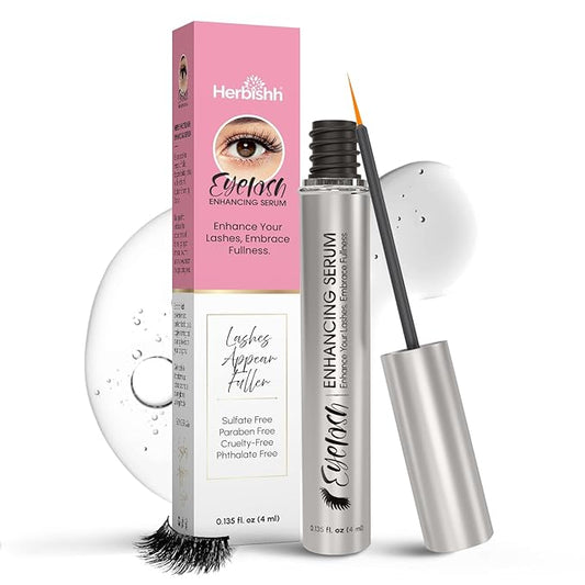 Herbishh Eyelash Enhancing Nourishing Serum for Longer, Thicker Lashes, Safe for Lash Extensions, Fragrance-Free Lash Serum, Sulfate-Free, Travel-Friendly, 0.135 fl. oz-GlimoraGlow