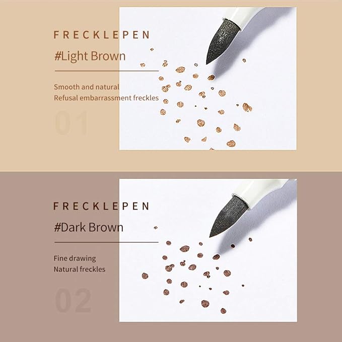 2 Pcs Freckle Pen Set, Natural Lifelike Fake Freckles Makeup Pen Magic Brown Color Freckles Makeup Tool Long-Lasting Waterproof Dot Spot Pen for Effortless Sunkissed Makeup (Light Brown)-GlimoraGlow