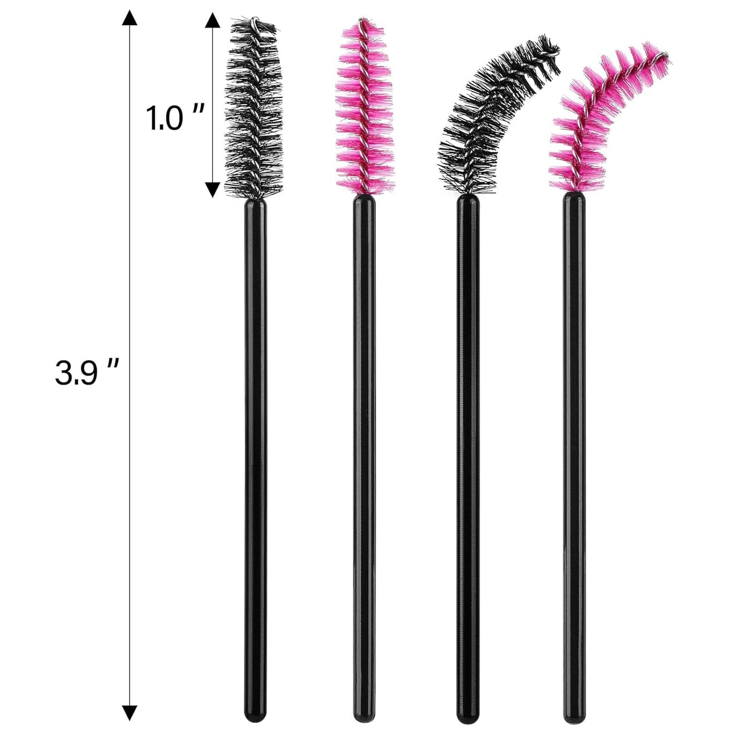 1000 Disposable Mascara Wands Eyelash Brushes Spoolies for Eyebrow Eye Lash Extension Black and Rose Red-GlimoraGlow