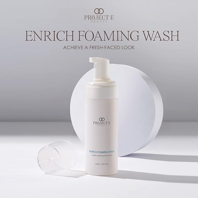 Project E Beauty Enrich Foaming Wash Gentle Cleansing | Moisturizing Daily Face Cleanser | Removes Dirt & Excess Oil | Brightens Skin | Hydrating Formulation | Clear & Smooth Skin | 150ml-GlimoraGlow