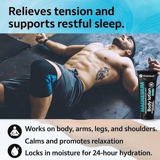 Magnesium Glycinate Body Lotion, Body Butter Cream for Men. Cologne Scented, 5.29 oz, Sleep Easy Formula-GlimoraGlow