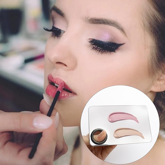 2 Pcs Acrylic Cosmetic Makeup Palette + 1 Pc Makeup Spatula, Makeup Mixing Tray Apply for Foundation Nail Art Beauty Salon Color Cream Liquid Mixing Art Palette-GlimoraGlow