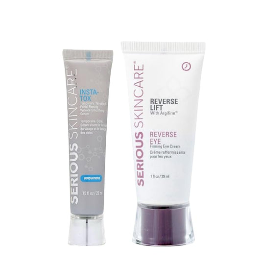 Serious Skincare INSTA-TOX Facial Firming Wrinkle Smoothing Serum and Reverse Lift Firming Eye Cream Set - Filler for Fine Lines, Deep Wrinkles and Pores - Temporary Eye Tightener-GlimoraGlow