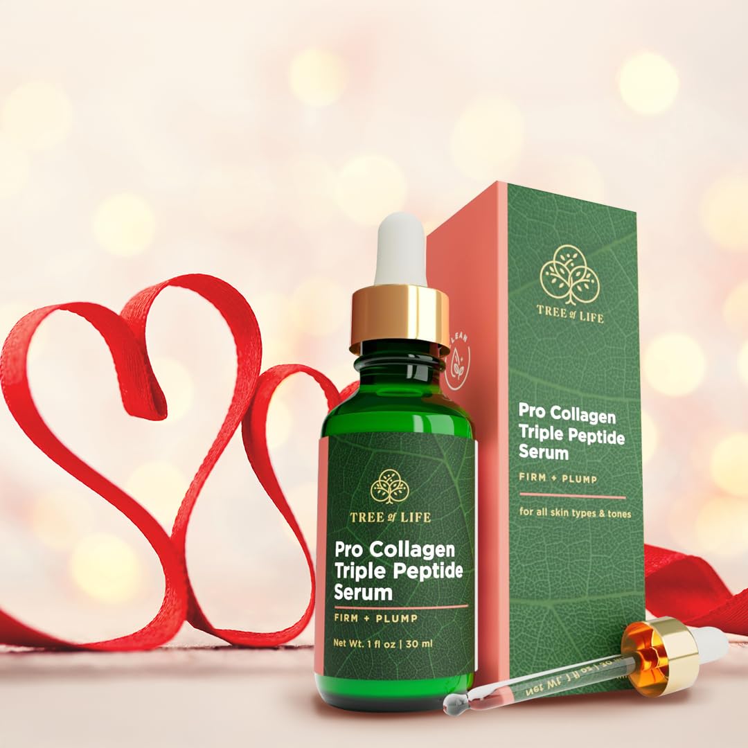 Tree of Life Beauty Hydrating Facial Serum - Pro Collagen Peptides with Argireline & Replexium - Anti Aging & Wrinkle Reduction - Dermatologist-Tested - 1 Fl Oz-GlimoraGlow