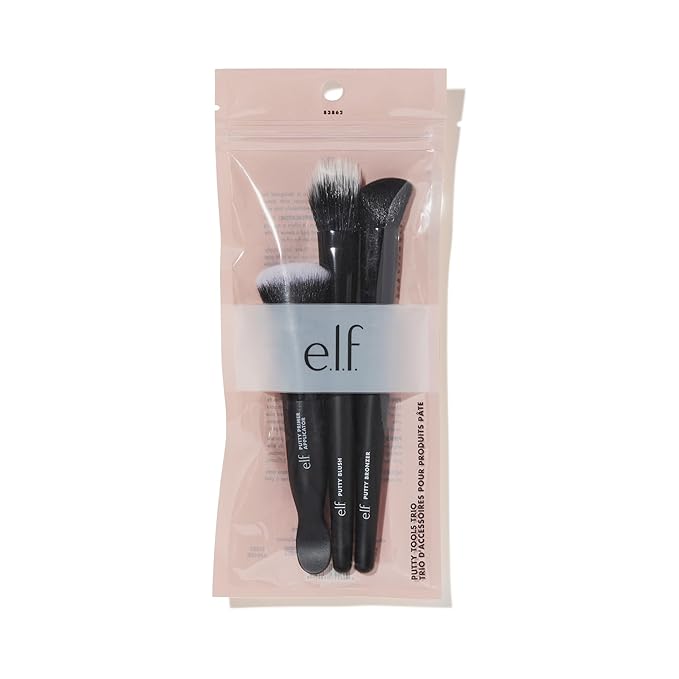 e.l.f. Putty Tools Trio, Set Of 3 Face Makeup Brushes For Putty Products, Helps You Easily Blend Putty Primer, Blush & Bronzer, Vegan & Cruelty-Free-GlimoraGlow