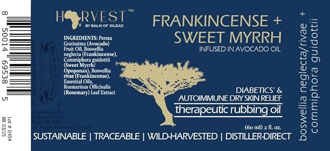 BALM OF GILEAD Neuropathy Frankincense & Sweet Myrrh Therapeutic Rubbing Oil - Instant Diabetic's & Autoimmune Dry Skin Relief & Repair, 2 fl oz-GlimoraGlow