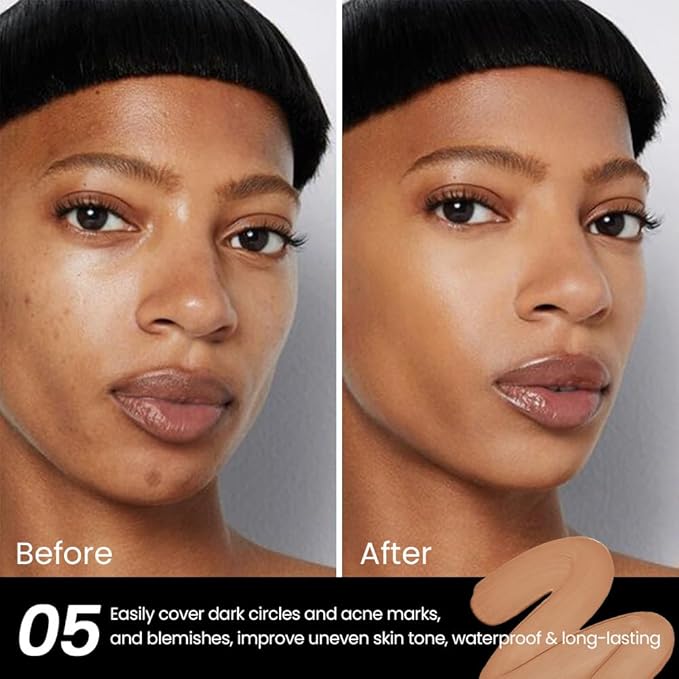 1 Pack Liquid Foundation Cream for Face Makeup,Durable Full Coverage Matte Concealer Make Up,Oil Control & Waterproof Base Primer -0.35 Fl.Oz (05#)-GlimoraGlow