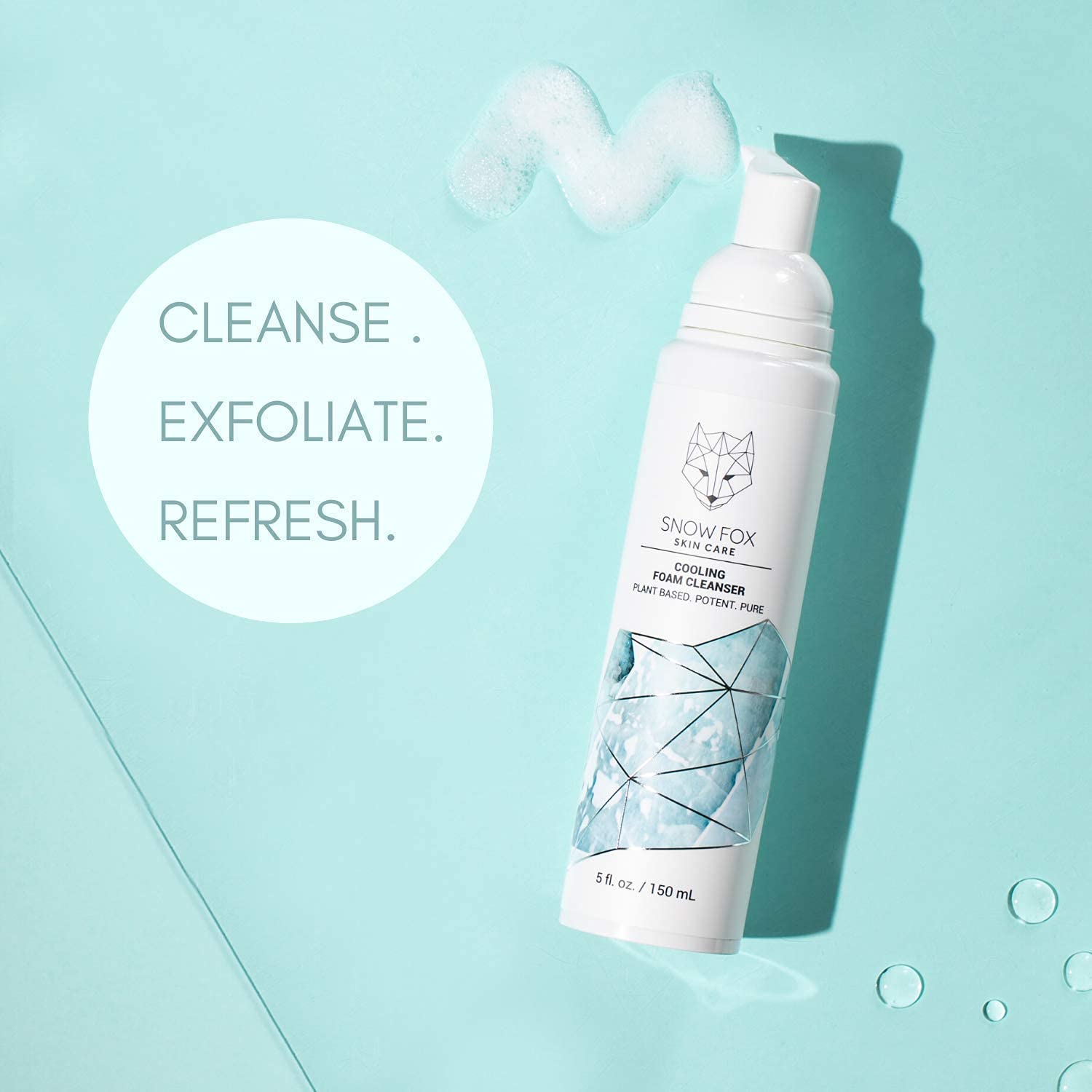 Snow Fox Cooling Foam Cleanser with Organic Aloe Vera Juice, 150 ml-GlimoraGlow