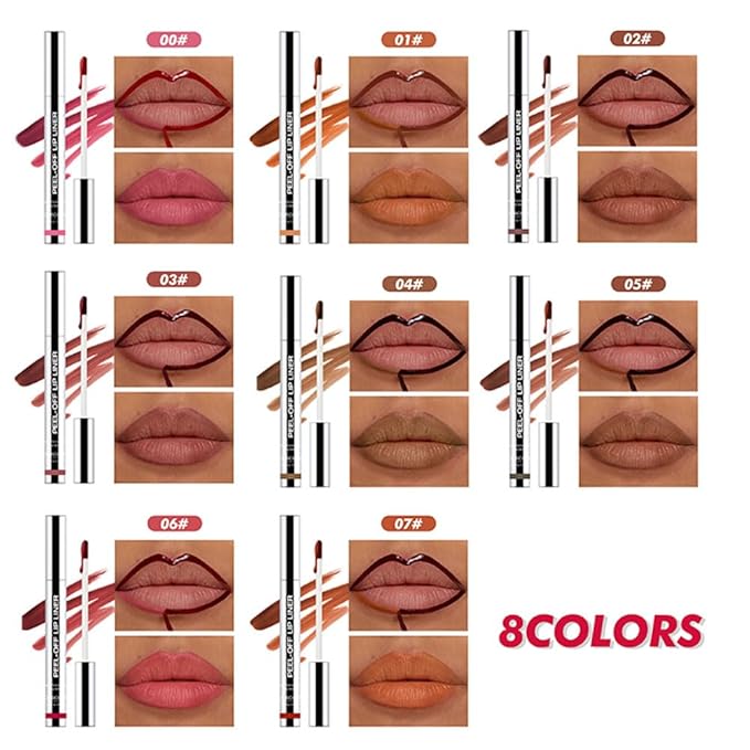 2 Pcs Matte Liquid Lip Stain Peel Off Lip Liner, Long Lasting Lip Tattoo, Waterproof & Transfer-Proof Lip Liner Peel Off Lip Gloss for All Skin Types. 0.12 fl oz #02+#03-GlimoraGlow