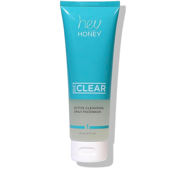 Hey Honey Skincare Be Clear Acne Routine | Daily Active Cleansing Face Wash | Youth & Young Adults, Blemishes Prone | Propolis & Gentle Exfoliating Acids | Fast & Long Lasting Oil Control | 5 fl oz-GlimoraGlow
