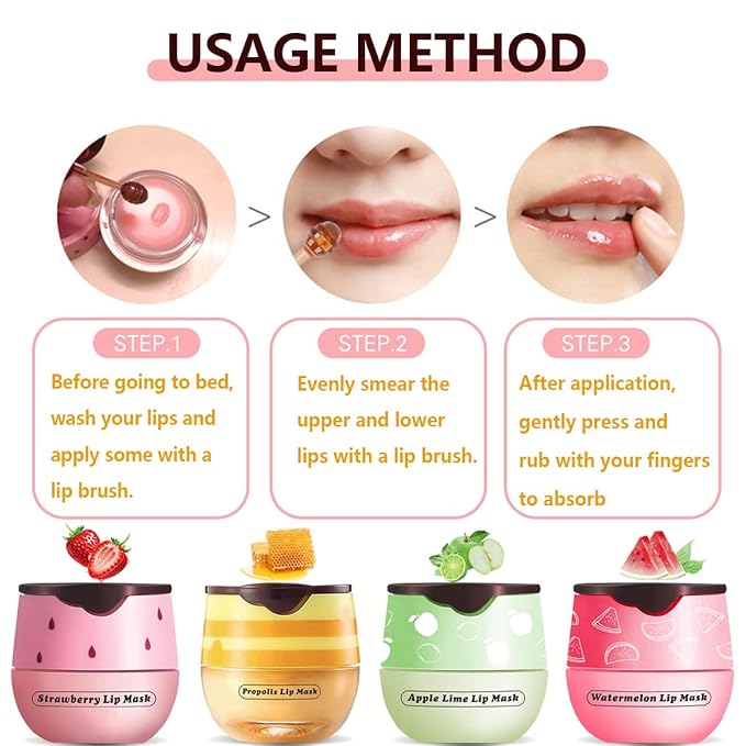 2 Pcs Apple Lime & Watermelon Lip Balm, Honey Strawberry Lip Mask Overnight, Moisturizing Lip Sleeping Mask, Hydrate Repair Prevent Dry Cracked Lip Exfoliator (Apple Lime+Watermelon)-GlimoraGlow