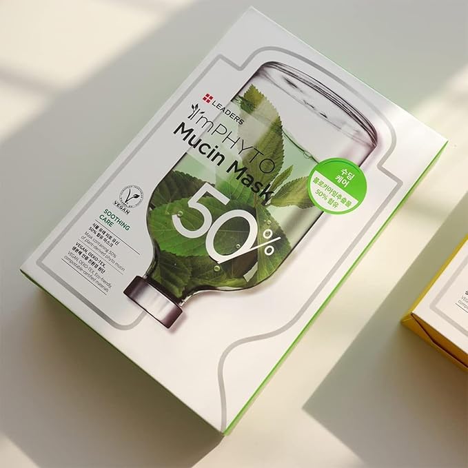 I'MPHYTO Leaders Facial Mask 10 Sheet Mucin Vegan Mask | Soothing Care & Hydrating Skin Care | Natural Plant-Based Ingredient | Certified Vegan | Natural Cellulose Sheet-GlimoraGlow