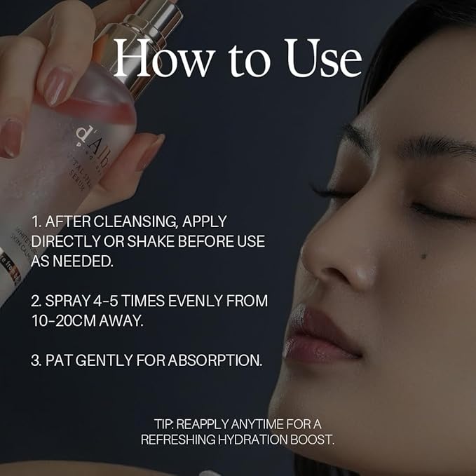 d'alba Piedmont Italian White Truffle Vital Spray Serum, Vegan Skin Care, Calming and Hydrating Facial Mist for Red and Sensitive Skin, Glow Serum, Surfactant Free, All in One, Korean Skin Care-GlimoraGlow