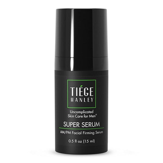 Tiege Hanley Anti-Aging Face Serum, SUPER SERUM (1-Pack) - Skin Tightening Facial Serum for Men - Mens Serum For Face with Sodium Hyaluronate & Retinyl Palmitate for Smoother & Tighter Skin, 0.5 Fl Oz-GlimoraGlow