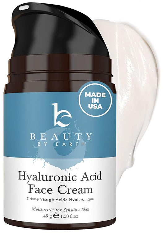 Hyaluronic Acid Moisturizer for Face - USA Made with Organic & Natural Ingredients, Hydrating Anti Aging Face Moisturizer for Dry Skin with Glycerin & Vitamin E, Unscented Anti Wrinkle Cream-GlimoraGlow
