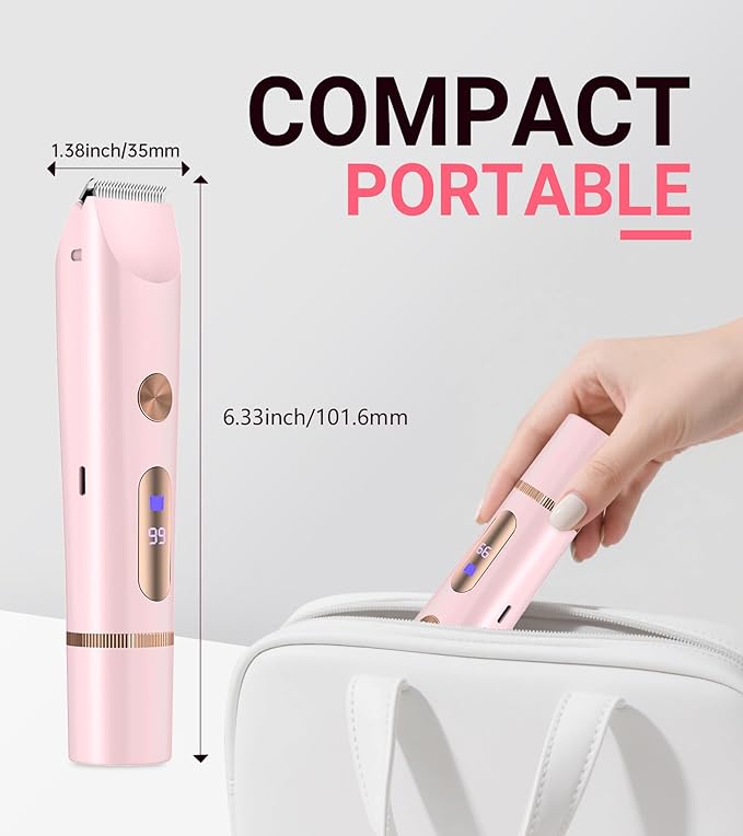 2 in 1 Bikini Trimmer for Women, Dual Head Electric Shaver with LED Display for Body Pubic Hair, IPX7 Waterproof Rechargeable Womens Electric Razor for Armpit Leg Body Facial-GlimoraGlow