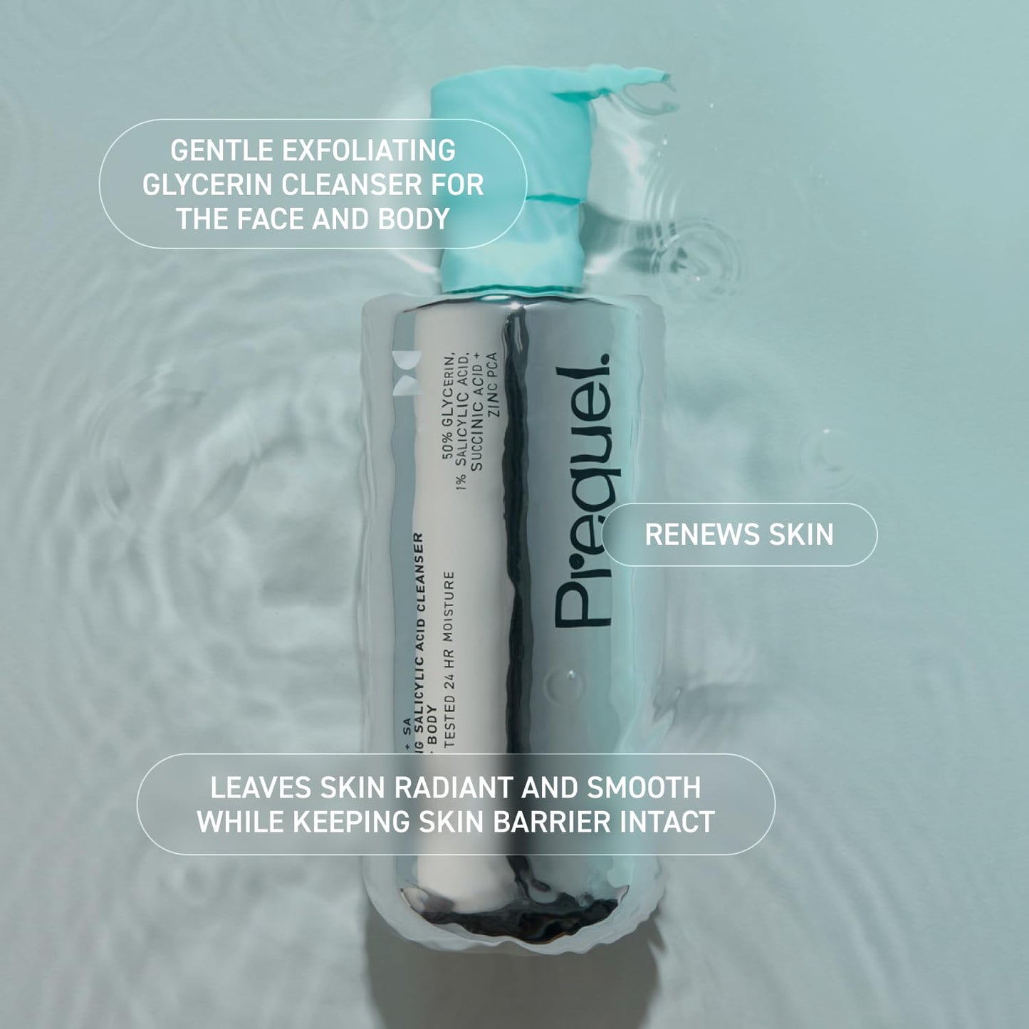 Skin Gleanser SA, Moisturizing Glycerin Face Wash,1% Salicylic Acid Face Cleanser, Unscented and Combination Skin Face Soap, 13.5 ounce (each) Pump Bottles - 6.75 fluid ounce (Pack of 2)-GlimoraGlow