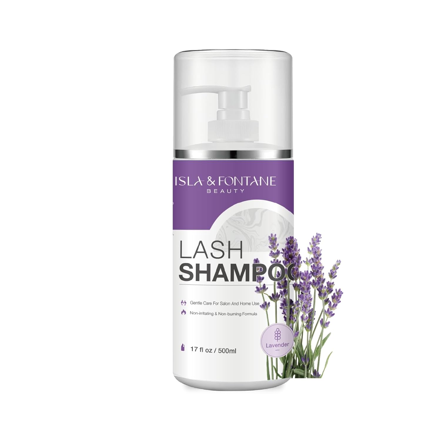 ISLA & FONTANE Lash Shampoo Bulk – Multi-Scent Series – 17 fl oz / 500ml | Gentle Eyelash Cleanser for Lash Extensions | Non-Irritating | Professional Lash Bath Foam For Salon And Home Use (Lavender)-GlimoraGlow