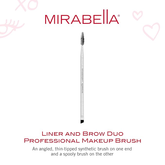 Mirabella Liner & Brow Duo Brush, Premium Professional Makeup Brush Collection, Cruelty-Free Synthetic Bristle Brush, Hand-Sculpted Brushed Aluminum Handle, Luxury Blending Brush for Makeup-GlimoraGlow