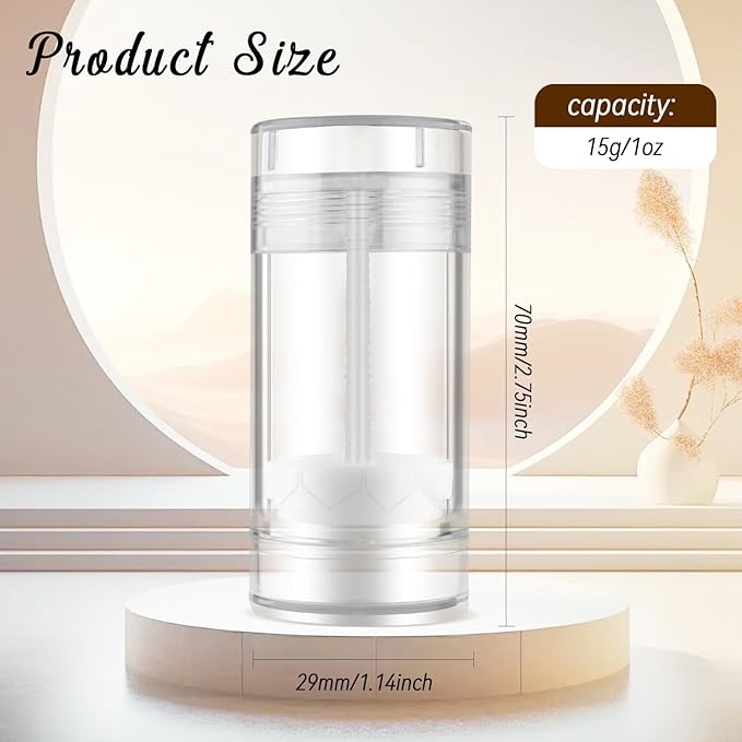 12 Pieces 15g Clear Plastic Deodorant Containers,Empty 1/2 oz Travel Lip Balm Tubes,Refillable Twist-UP Solid Perfume Tubes,Lipstick Tubes for DIY-GlimoraGlow