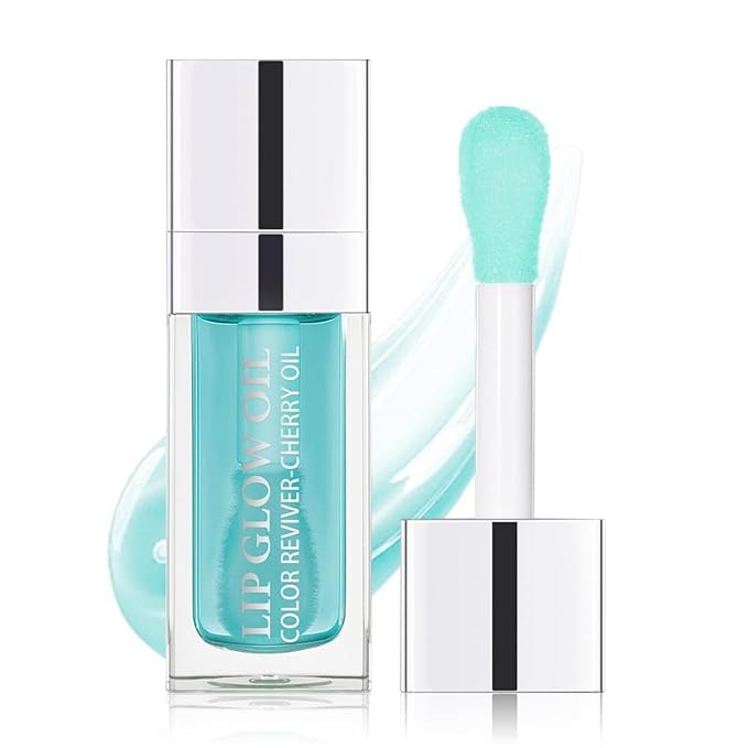 Hydrating Lip Glow Oil, Lip Oil Gloss Transparent Toot Tinted Nourishing Long Lasting Repairing Lightening Lip Lines (ALOE) 0.2 OZ-GlimoraGlow